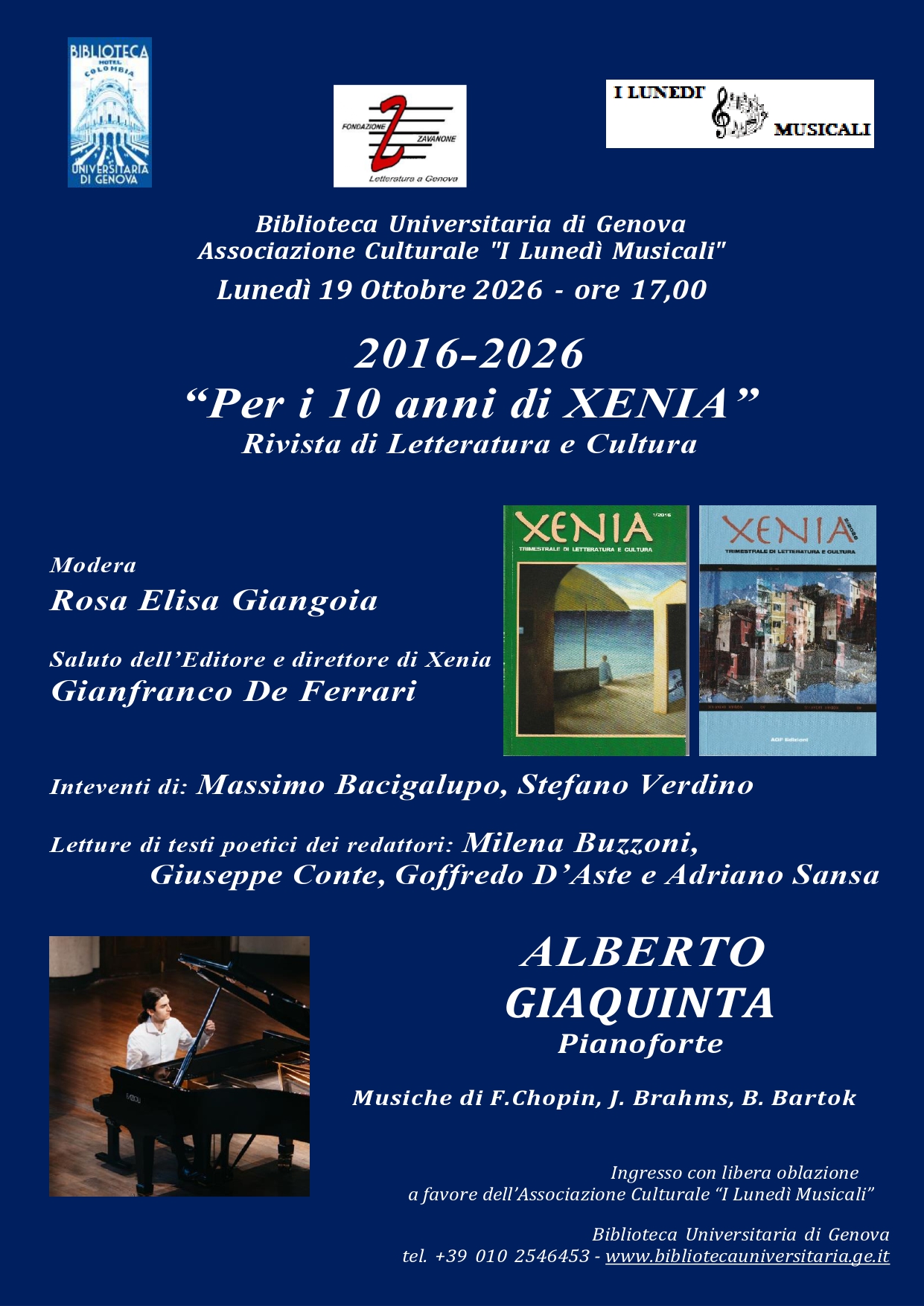 I Lunedi Musicali in Biblioteca Universitaria 2026